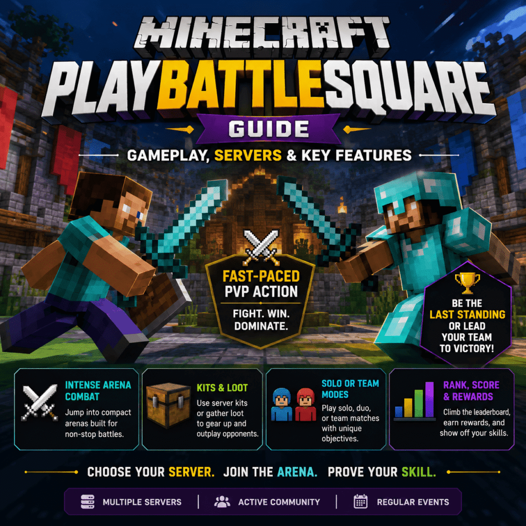 Minecraft PlayBattleSquare Guide | Gameplay, Servers & Key Features