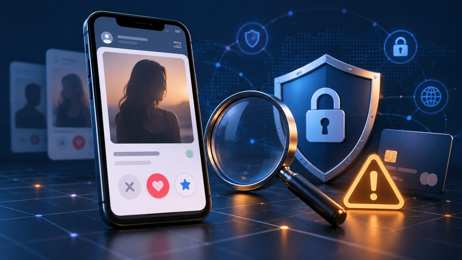 Bangforfun reviews safety check with dating app, privacy lock and warning symbol