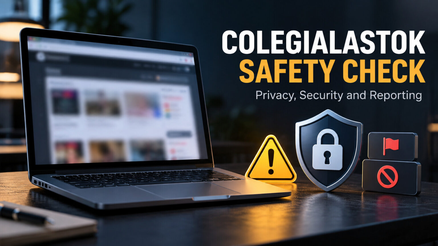 Neutral cybersecurity illustration for the colegialastok safety assessment