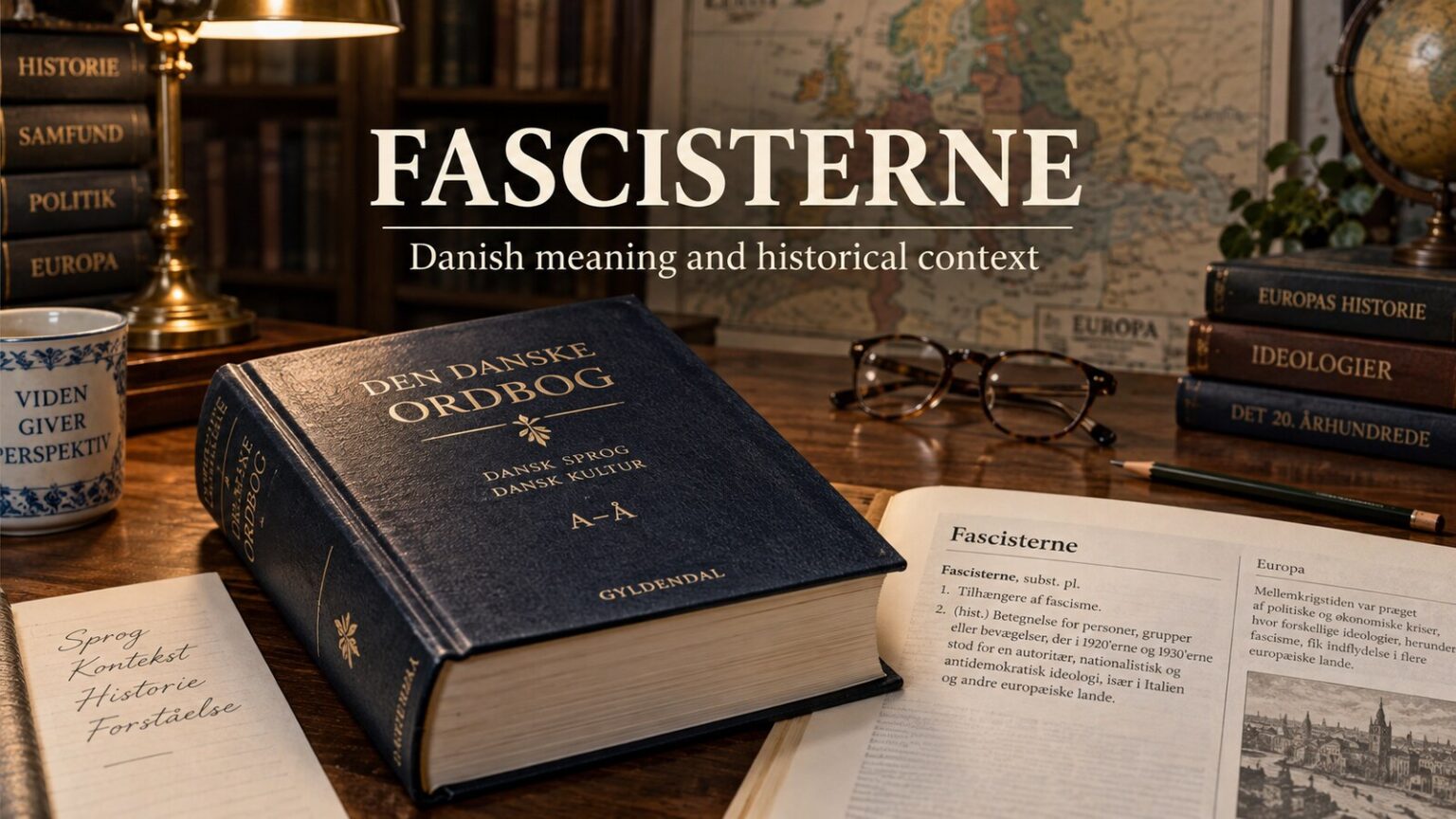 Illustration of Danish reference books for the meaning of fascisterne