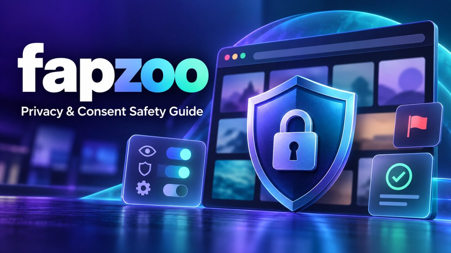 fapzoo privacy and consent safety guide with a shield protecting a browser window